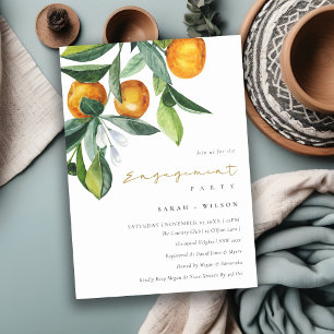 Citrus Orange Botanical Boho Engagement Invite
