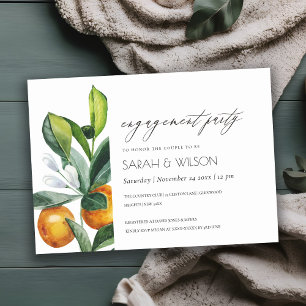 Citrus Orange Botanical Boho Engagement Invite