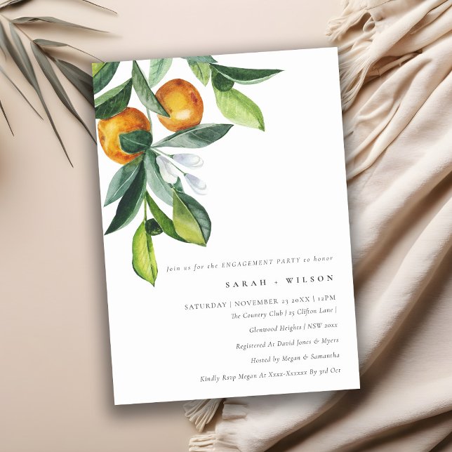 Citrus Orange Botanical Boho Engagement Invite (Creator Uploaded)