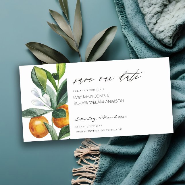 Citrus Orange Botanical Boho Save the Date Invite (Creator Uploaded)