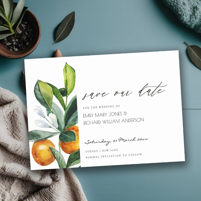 Citrus Orange Botanical Boho Save the Date Invite (Creator Uploaded)