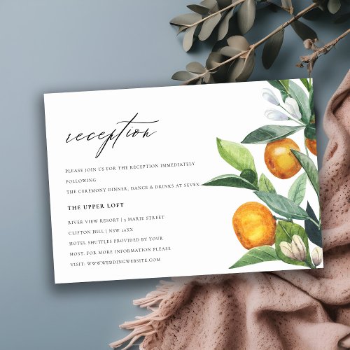 Citrus Orange Botanical Boho Wedding Reception Enclosure Card