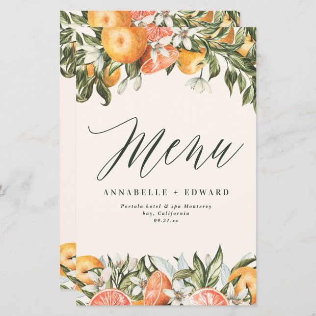 Citrus orange botanical modern rustic (Front/Back)