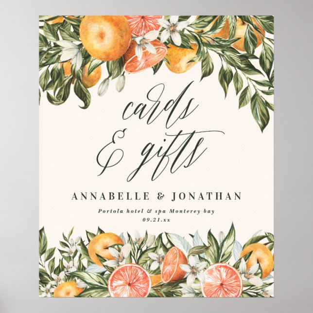 Citrus orange botanical modern rustic cards gifts poster (Front)