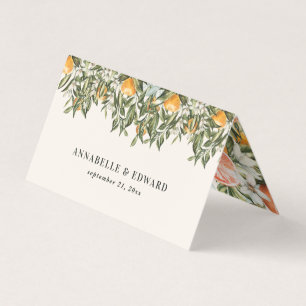 Citrus orange botanical modern rustic place card