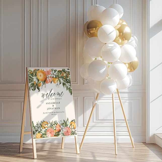 Citrus orange botanical modern rustic welcome post foam board (Creator Uploaded)