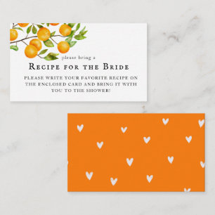 Citrus Orange Bridal Shower Recipe Request Enclosure Card