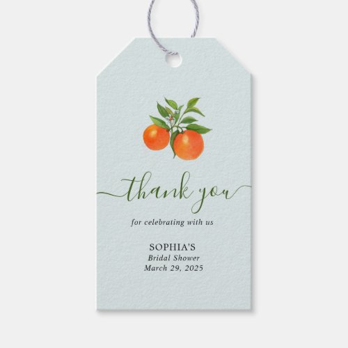 Citrus Orange Bridal Shower Thank you  Gift Tags