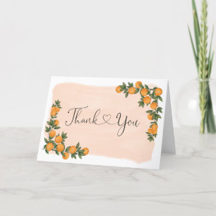 Citrus Orange Clementine Greenery Botanical Folded Letterpress Thank You Card