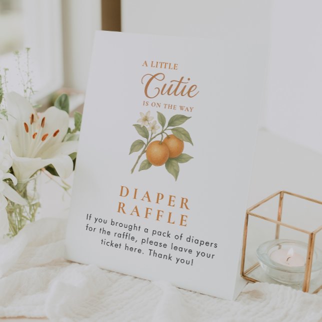 Citrus Orange Diaper Raffle Baby Shower Table Pedestal Sign (Creator Uploaded)