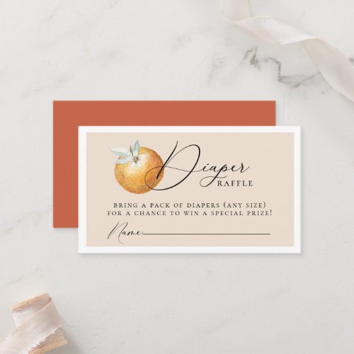 Citrus Orange Elegant Diaper Raffle Enclosure Card