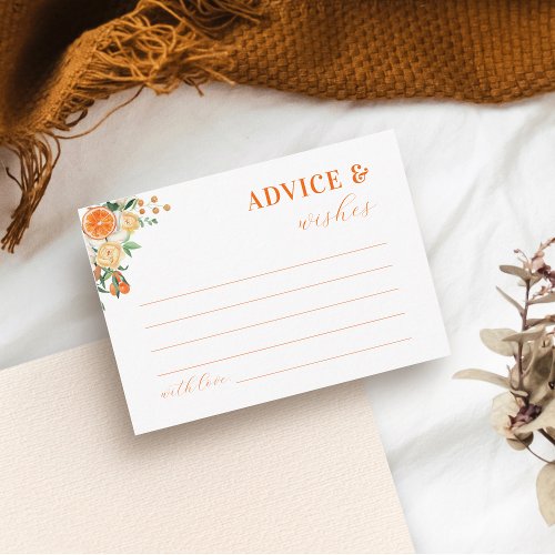 Citrus Orange Floral Bridal Shower Advice  Wishes Enclosure Card