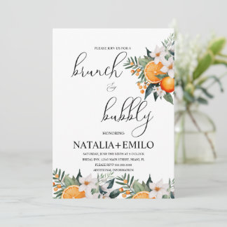 Citrus Orange Floral Bridal Shower Brunch Invitation