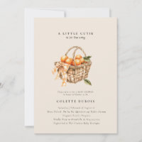 Citrus Orange Floral Little Cutie Baby Shower Inv