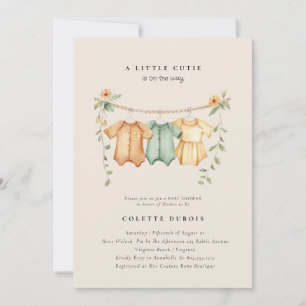 Citrus Orange Floral Little Cutie Baby Shower Invitation