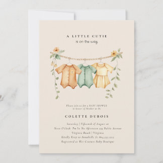Citrus Orange Floral Little Cutie Baby Shower Invitation