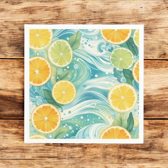 Citrus Orange Fresh Lemon & Yellow Green Summer  Napkins (Creator Uploaded)