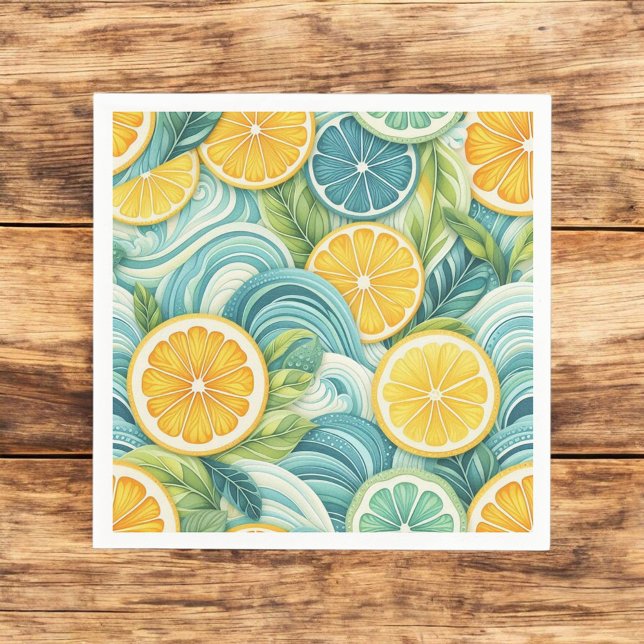 Citrus Orange Fresh Lemon & Yellow Green Summer  Napkins (Creator Uploaded)