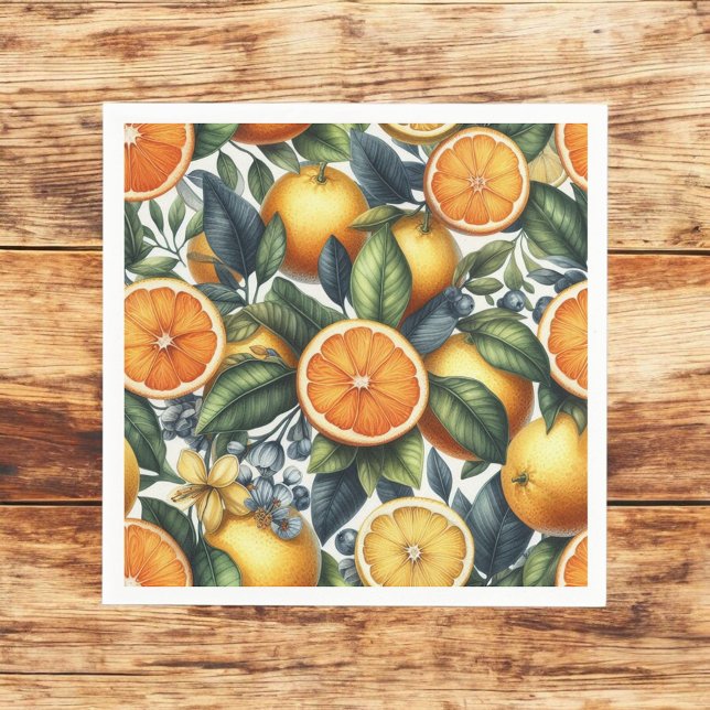 Citrus Orange Fresh Lemon & Yellow Green Summer  Napkins (Creator Uploaded)