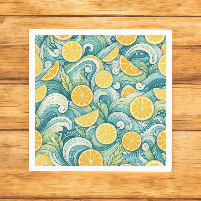 Citrus Orange Fresh Lemon & Yellow Green Summer  Napkins (Creator Uploaded)