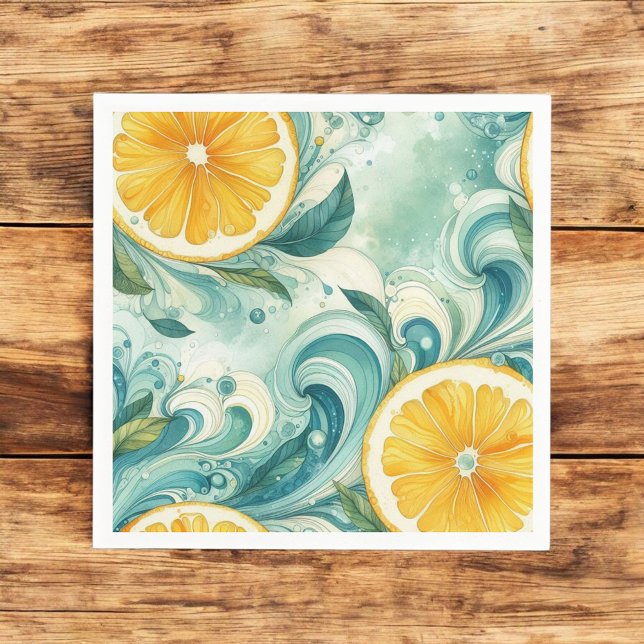 Citrus Orange Fresh Lemon & Yellow Green Summer  Napkins (Creator Uploaded)