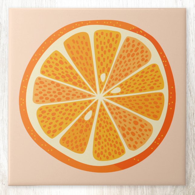 Citrus Orange Fruit Ceramic Tile (Fun citrus orange slice ceramic tile)