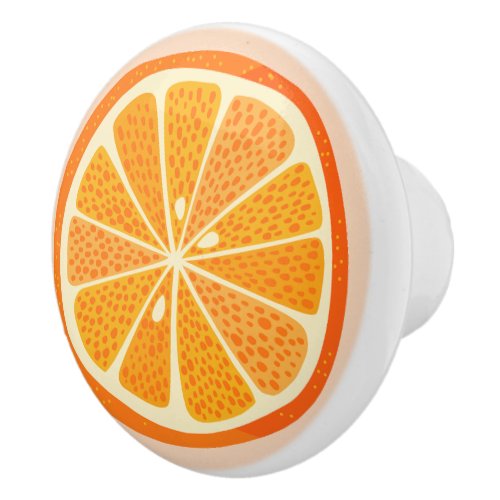 Citrus Orange Fruit Fun Ceramic Knob