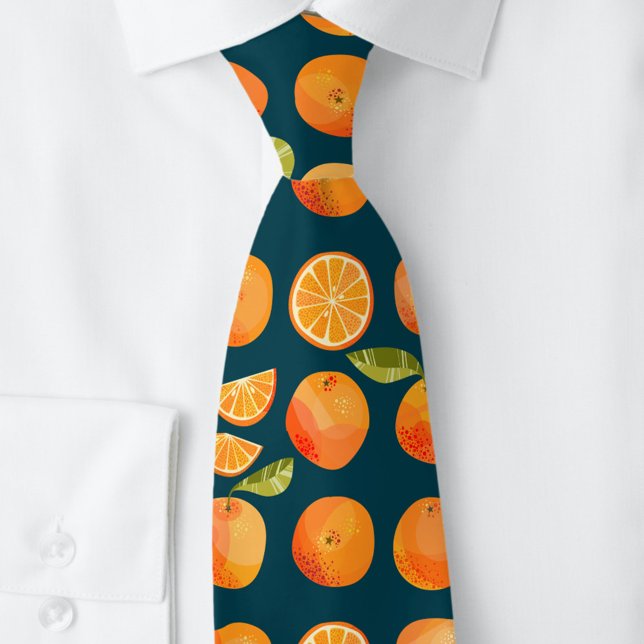 Citrus Orange Fruit Fun Neck Tie (Fun citrus orange pattern neck tie)