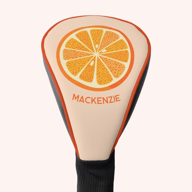 Citrus Orange Fruit Personalized Golf Head Cover (Fun personalized name citrus orange fruit slice golf head cover)