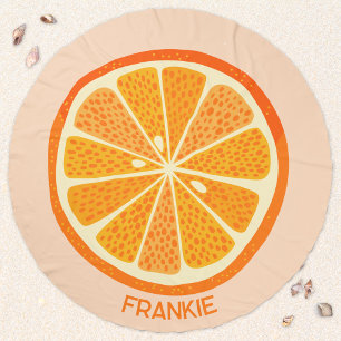 Citrus Orange Fruit Slice Personalized Beach Towel