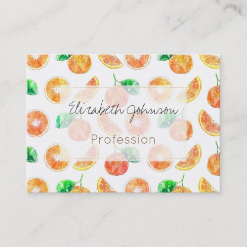 Citrus Orange Fruits watercolor painting white Art Business Card