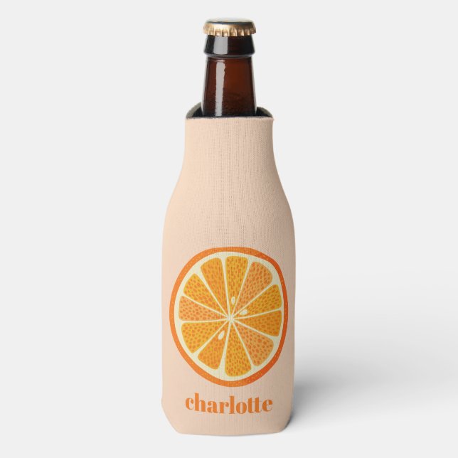 Citrus Orange Fun Personalized Bottle Cooler (Bottle Front)