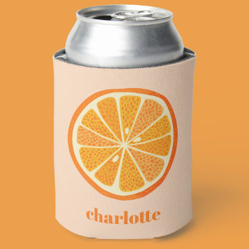 Citrus Orange Fun Personalized Can Cooler by Squirrell at Zazzle