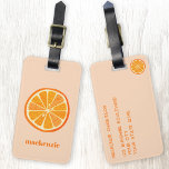 Citrus Orange Fun Personalized Luggage Tag<br><div class="desc">Fun orange citrus fruit on a blush pink background.  Original art by Nic Squirrell.  Change the name on the front and the details on the reverse to customize.</div>