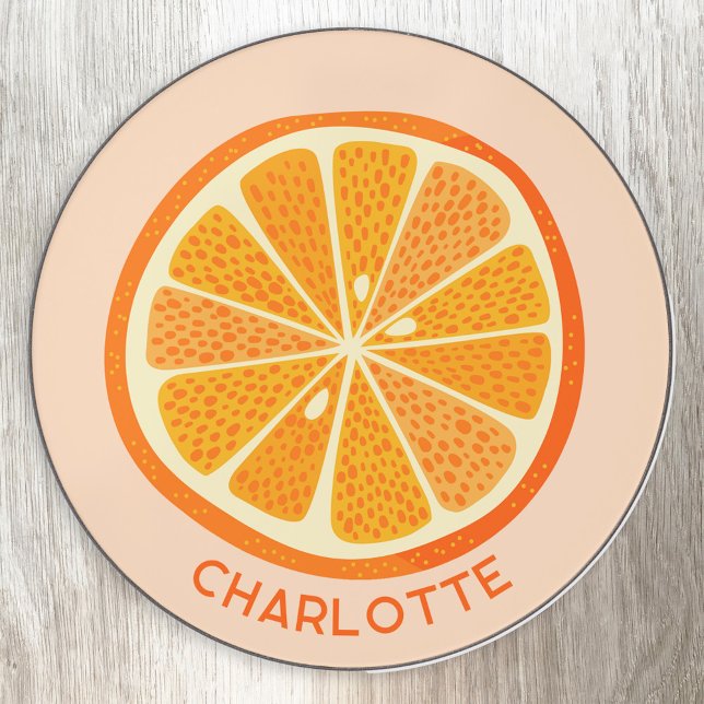 Citrus Orange Fun Personalized Name Wireless Charger (Fun citrus orange slice personalized custom name wireless charger)
