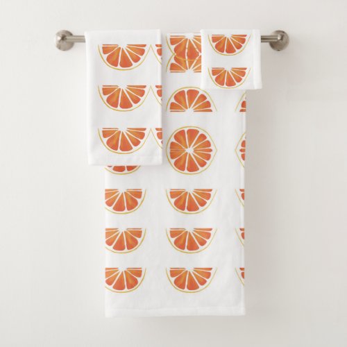 Citrus Orange Grapefruit Slice Art Bath Towel Set
