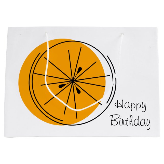 Citrus Orange Happy Birthday gift bag large (Front)