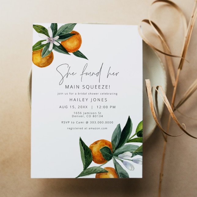 Citrus Orange Main Squeeze Bridal Shower Invitation (Creator Uploaded)