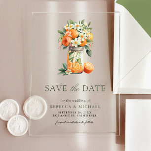 Citrus Orange Mason Jar Wedding Save the Date