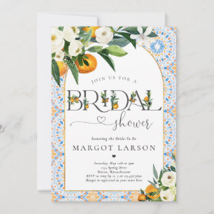 Citrus Orange Mediterranean Bridal Shower Invitation