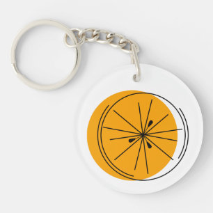 Citrus Orange Monogram circle double-sided Keychain