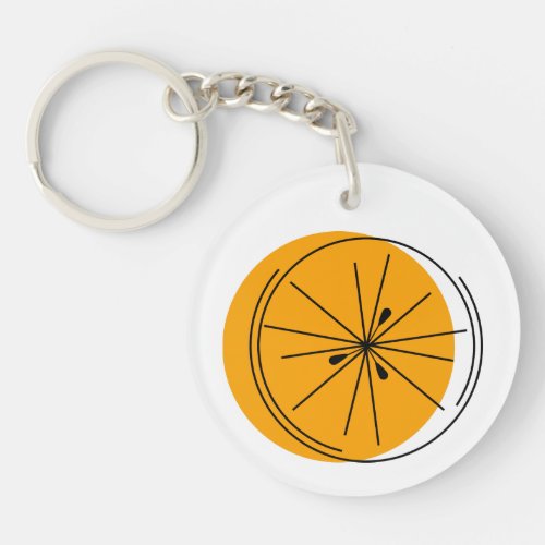 Citrus Orange Monogram circle double_sided Keychain