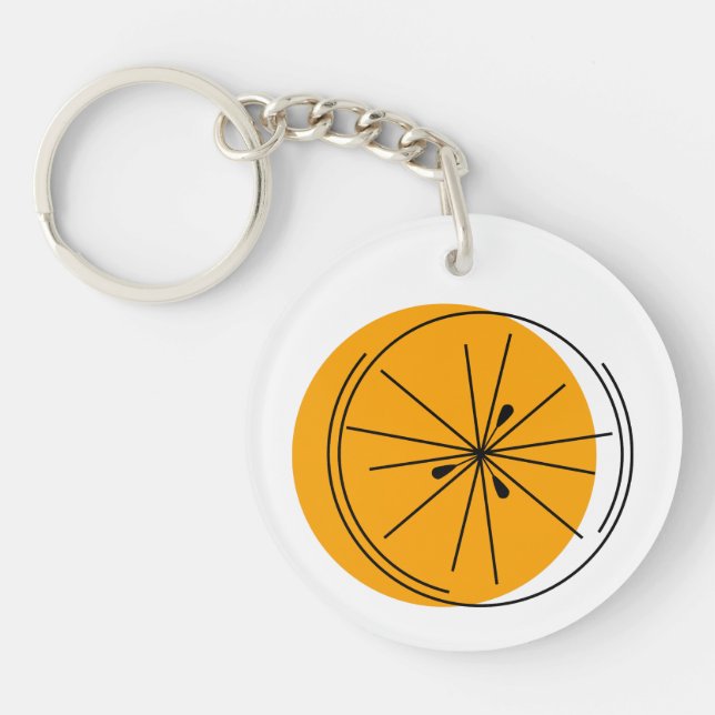 Citrus Orange Monogram circle double-sided Keychain (Front)