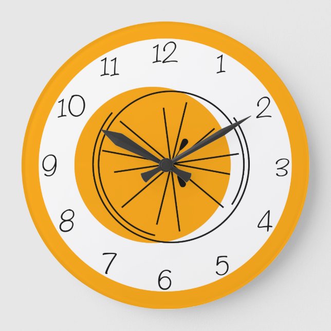 Citrus Orange Numbers clock round (Front)