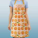 Citrus Orange Pattern Custom Name Apron<br><div class="desc">Zingy and delicious orange citrus fruit pattern on a blush pink background.  Perfect for foodies and anyone who loves cooking.
Origninal art by Nic Squirrell.
Change the name to personalize.</div>