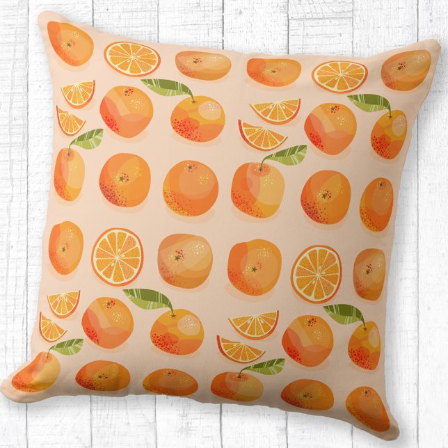 Citrus Orange Pattern Throw Pillow (Citrus oranges pattern throw pillow)