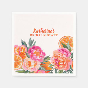 Citrus Orange & Pink Floral Bold Bridal Shower Napkins