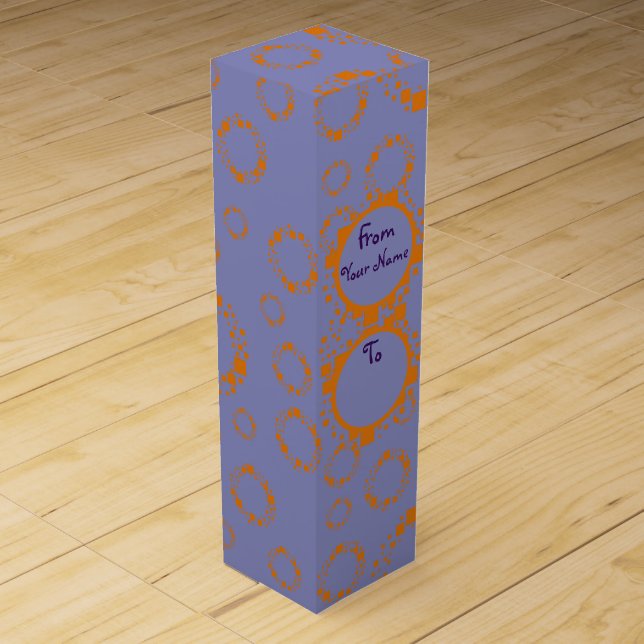 Citrus Orange Purple Circle Squares Artsy Pattern  Wine Box (Front)