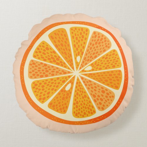 Citrus Orange Round Pillow