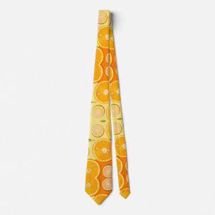 Citrus Orange Slice Vibrant Summer Fruit Neck Tie